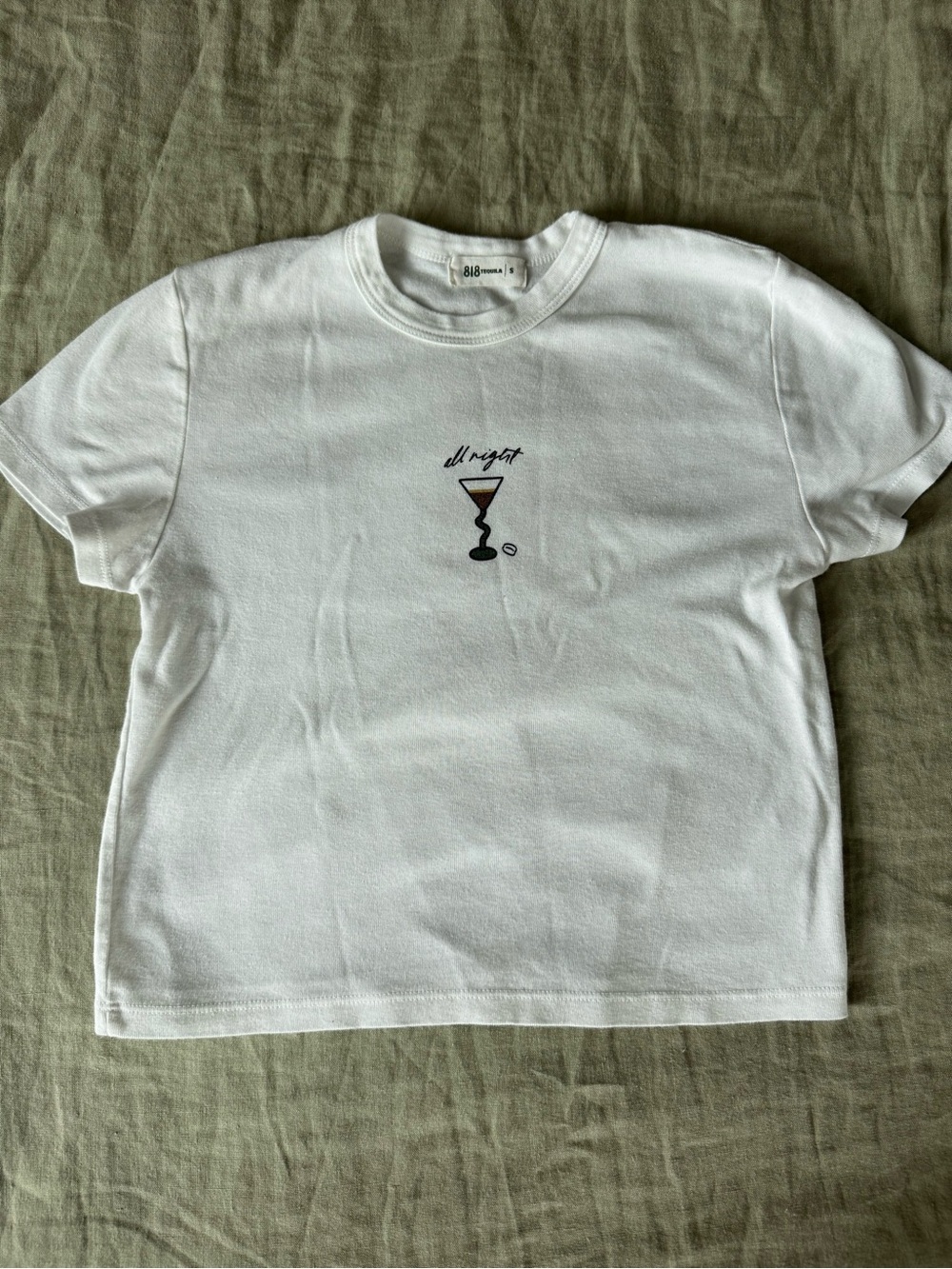 818 x Cherry LA White Tee with Tiny Cocktail Graphic